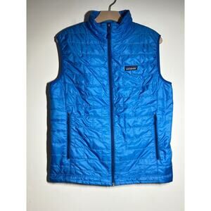 Patagonia Men EUC Blue Nano Puff Primaloft Packable Insulated Vest Full Zip M